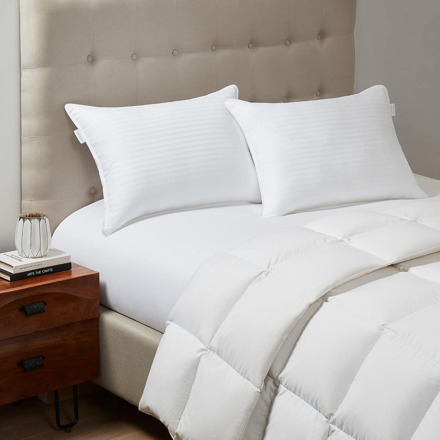 imageModern Threads Hotel Collection Cooling Pillows 2Pack StandardQueen Size Down Alternative GelInfused Pillows for Ultimate Comfort in Back Stomach or Side SleepersWhite