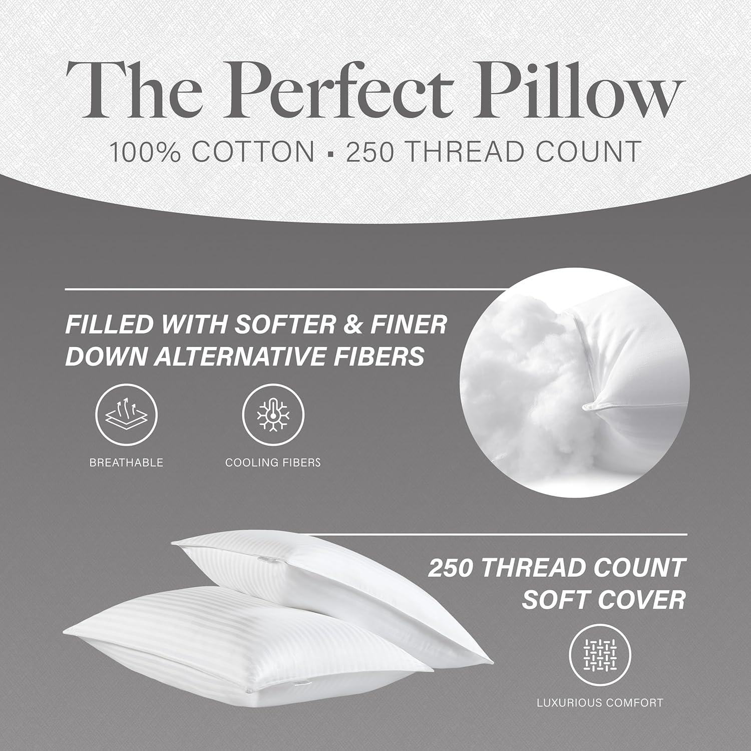 imageModern Threads Hotel Collection Cooling Pillows 2Pack StandardQueen Size Down Alternative GelInfused Pillows for Ultimate Comfort in Back Stomach or Side SleepersWhite
