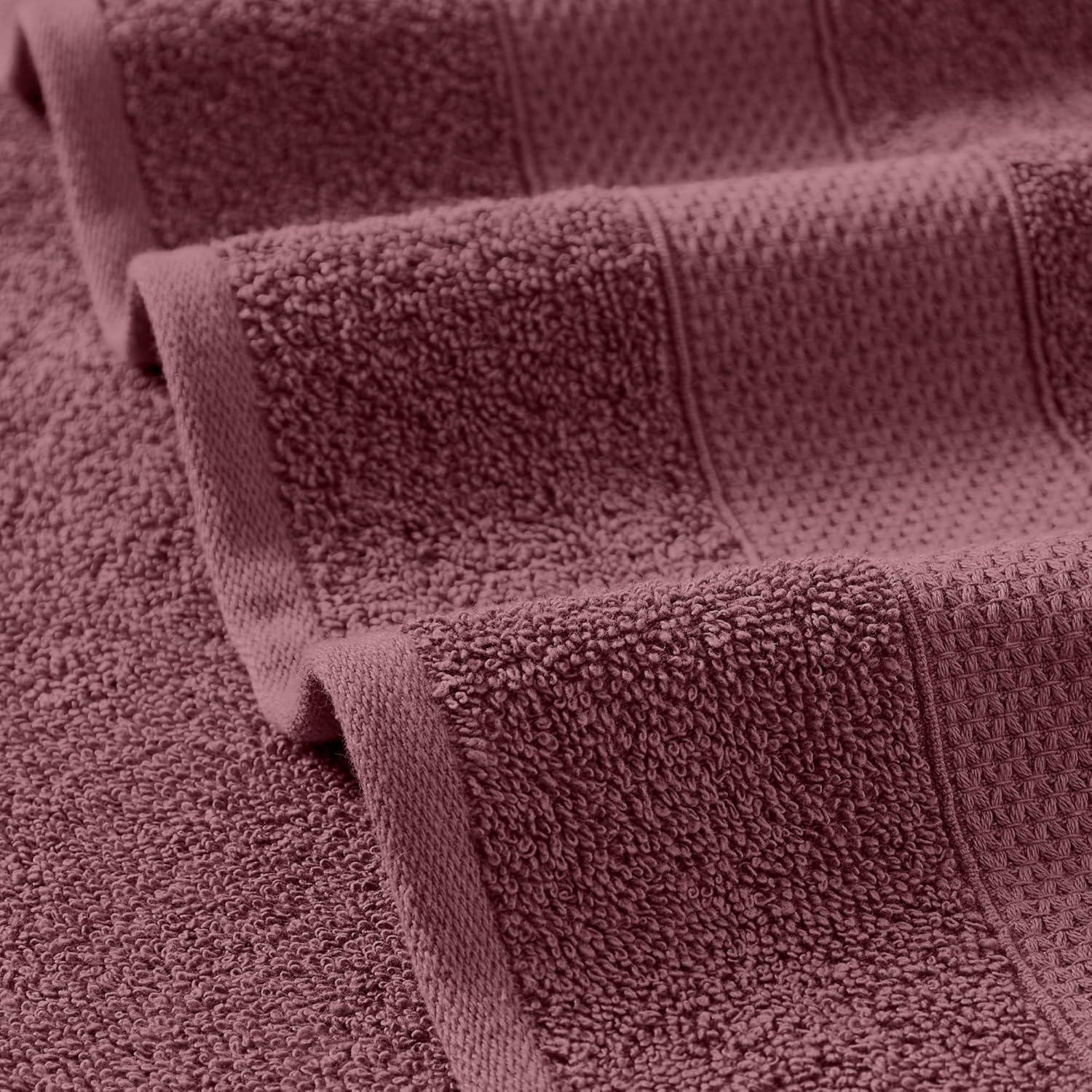 imageModern Threads Pax 6Piece Reversible Yarn Dyed Jacquard Towel Set Bath Towels Hand Towels ampamp Washcloths Super Absorbent ampamp Quick Dry 100 Combed Cotton DenimRosewood